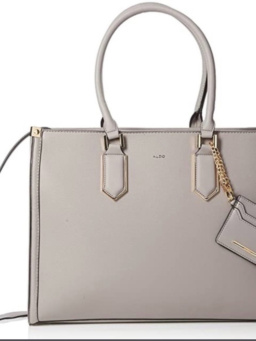 Aldo Light Taupe Structured Tote with Gold Accents